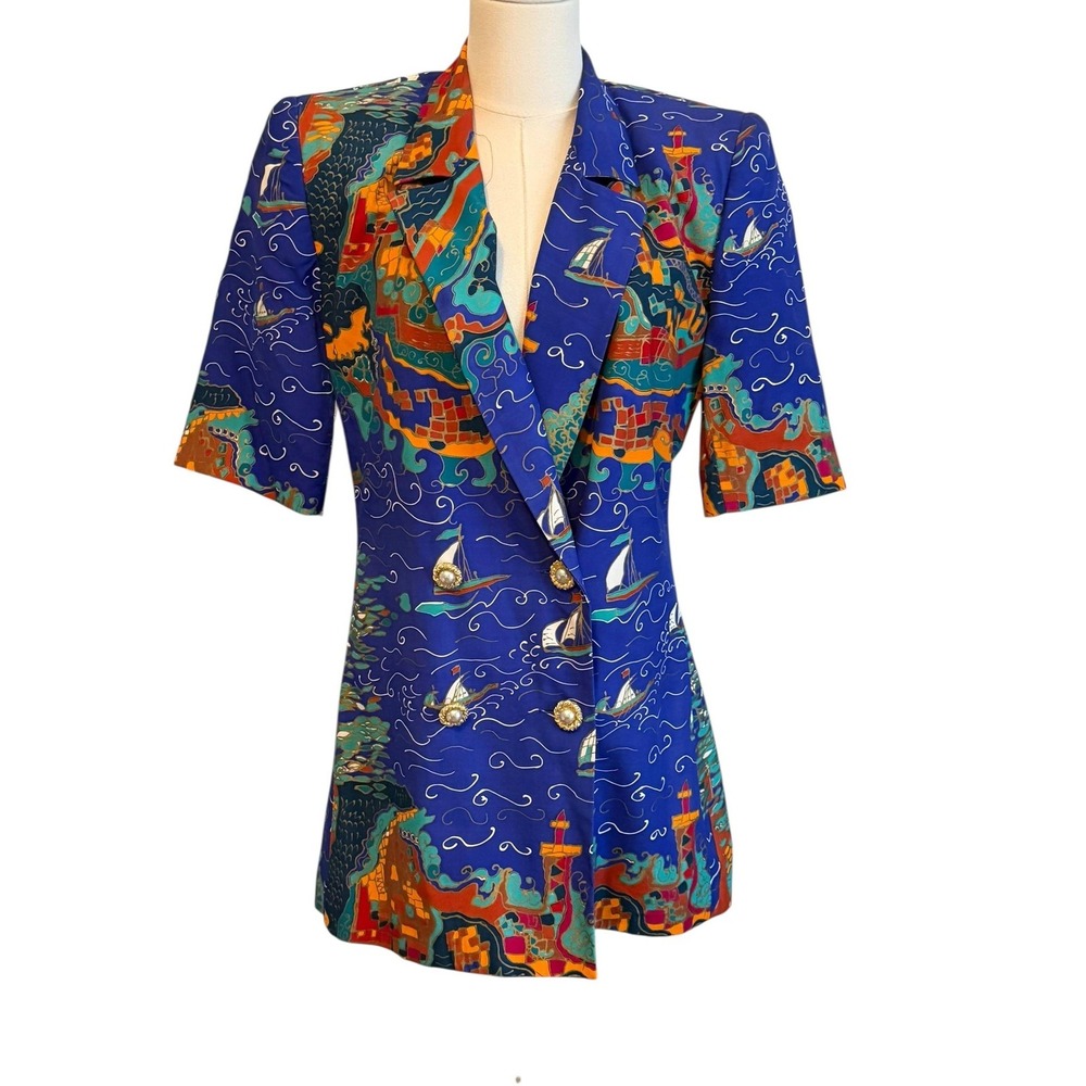 VTG Doncaster Blazer M Art To Wear Nautical Resortwear Maximalist Statement 90s